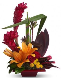 This tropical and tasteful creation is a beautiful and dramatic way to say something wonderful without using any words.